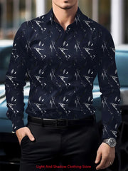 Men's high-quality long sleeved lapel button up shirt, comfortable and soft for business and casual men, printed men's shirt