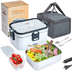 1.8-Litre Stainless Steel Electric Heating Lunch Box 12V 24V Car US EU Plug School Picnic Portable Food Warmer Container Heater