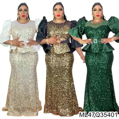 High-waisted Party Evening Dress with Heavy Sequined Fishtail in The Autumn of 2025 Pluse-size Women's Wear S10716ML47Q354