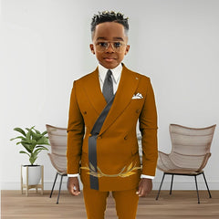 Suit For Boys Fashion Design Double Breasted Blazer Kids Wedding Tuxedo 2 Piece Set Jacket Pants 2-16 Years Old