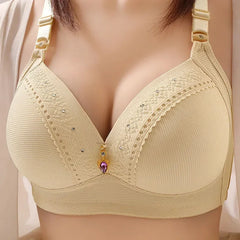 Gathered Side Collection Lifting Underwear Breasts Brassiere Large Size Bra Full Cup Underwear Brassiere No Steel Ring Bra