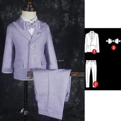 Newborn Baby Kids1 Year Birthday Suit Flower Boys Formal Purple Wedding Suit Children Photograph Dress Performance Show Costume SHOWLU FASHION STORE