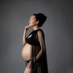 Sexy Maternity Photo Shoot Dresses Tulle Cape Pearl Cloak For Pregnancy Photography Studio Props Maxi Dress Boho Pregnant Women