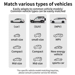 An infographic shows that the dog car seat is compatible with various car, SUV, and MPV models.
