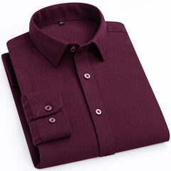 Men's Flannel Long Sleeve Premium Heavy Cotton Shirt England Style Casual Standard-fit Plaid Striped Thick Soft Brushed Shirts