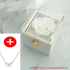 2024 New Valentine Eternal Rose Jewelry Ring Box Rotate Wedding Pendant Necklace Storage Case for Women Girlfriend SHOWLU FASHION STORE