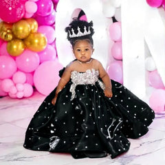 Fuchsia Beading Girl's Birthday Party Dresses Customized Ball Gown Puffy Flower Girl Dress Princess Baby Kids Pageant Gowns