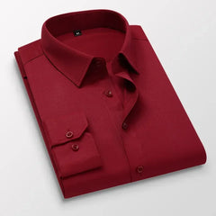 Spring Autumn New Long-sleeved Shirts Men's Business Casual Lapel Buttons Formal Wear Shirts Male Clothes Black White Blue Pink