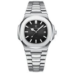 POEDAGAR Square Luxury Men Wristwatch Waterproof Luminous Date Stainless Steel Male Clock Business Sports Quartz Watches For Men