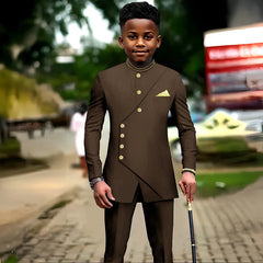 African Boys 2 piece Suit Jacket Pants Party Wedding Tuxedo Kids Dance Custom Clothes 2-16 years Old