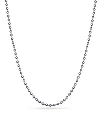 A silver-toned ball chain necklace made of stainless steel.