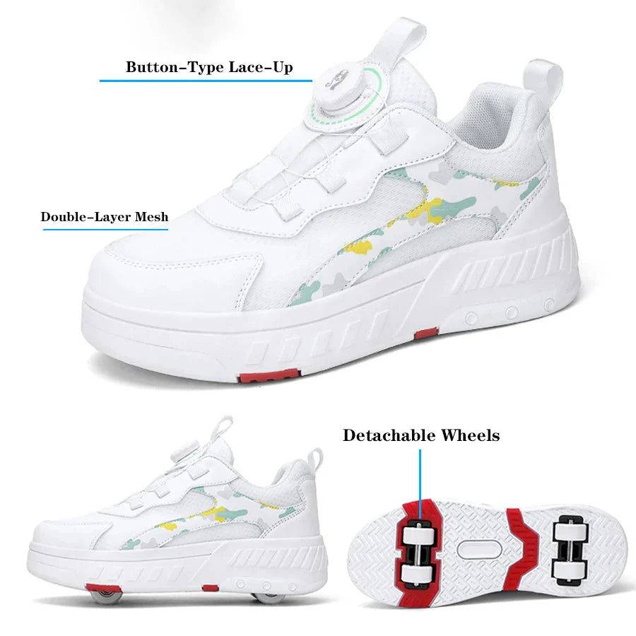 Mesh Roller Skates Boys Girls Casual Walking Shoes Outdoor Retractable Roller Shoes School Students Roller Skating Sports Shoes SHOWLU FASHION STORE