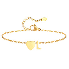 Women Heart Initial Anklet Bracelets Adjustable Beach Jewelry Hypoallergenic Stainless Steel Personalized Name Foot Chain Anklet
