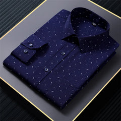 New in shirt long-sleeve Elasticity shirts for men slim fit formal plain shirt printed casual tops designer clothes oversize
