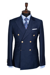 Double Breasted Formal Men Suits Slim Fit Peak Lapel Groom Tuxedo for Wedding Celebrity Party 2 Pieces Suit Jacket with Pants