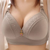 Gathered Side Collection Lifting Underwear Breasts Brassiere Large Size Bra Full Cup Underwear Brassiere No Steel Ring Bra