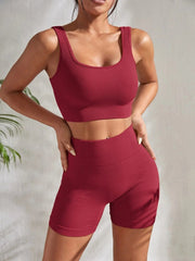 Showlu Store Nation 0 Red / S Seamless Yoga Set Gym Suits With Shorts Crop Top Sexy Bra Women's Pants 2 Pieces Set Running Workout Outfit Fitness Clothing