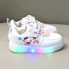 LED Kids Shoes for Girls Cute Cartoon Hello Kitty Shoes Baby Girl Kawaii Canvas Shoes Soft Bottom Sneakers Casual Shoes SHOWLU FASHION STORE