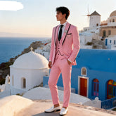 Men's Solid Slim Fit 3-Piece Business Suit Set with Blazer Vest And Pants for Wedding Party Luxury Fashion Tuxedo