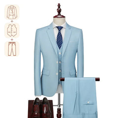 2025 New Men's Business Casual Suit for Weddings Male Solid Colour Formal Suit Sets Men Prom Party Tuxedo Dress