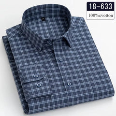 high quality 100%cotton brushed long-sleeve shirts for men slim fit formal shirt designer plaid clothes soft casual striped tops