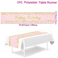 Black Gold Birthday Table Runner 18 30 40 50 Birthday Table Cover Tablecloth Party Decoration For Home Adult Anniversary