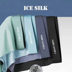 4pcs Boxer Shorts Men's Ice Silk Underwear Male Underpants Breathable Sexy Thin Panties U Convex Lingerie Wholesale Lots L-6XL