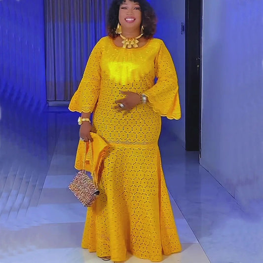 Plus Size African Party Dresses for Women Dashiki Ankara Lace Evening Gown Abayas Robe Muslim Kaftan Maxi Long Dress 2024 SHOWLU FASHION STORE