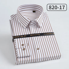 Men's pure cotton long sleeved shirt slim fit high-end light luxury 100 count striped heterochromatic collar wrinkle resistant a