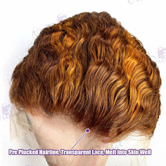 Orange Ginger 13x4 Lace Frontal Wigs Deep Wave P4/350 Transparent Colored Human Hair Wigs Brazilian Curly Lace Front Bob Wigs SHOWLU FASHION STORE