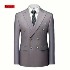 Men Double Breasted Suit Black Slim Fit High Quality Wedding Costume Party Prom Gold Button Male Suits