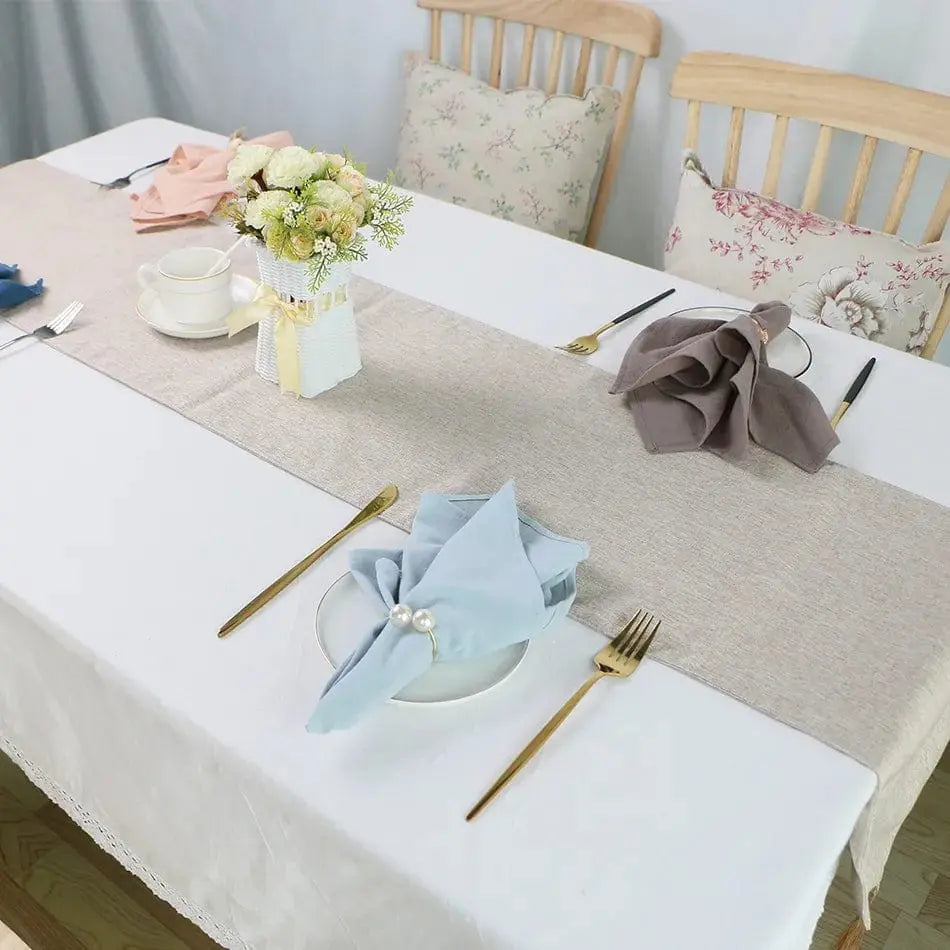 Set Of 12 30x45cm Table Cloth Napkins Cotton Durable Fabric Reusable Uniform Color For Kitchen Dining Easter Wedding Decoration - SHOWLU FASHION STORE
