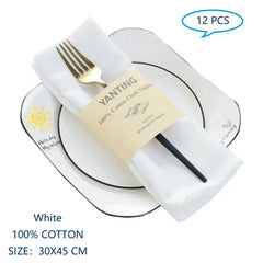 Set Of 12 30x45cm Table Cloth Napkins Cotton Durable Fabric Reusable Uniform Color For Kitchen Dining Easter Wedding Decoration - SHOWLU FASHION STORE