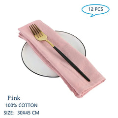Set Of 12 30x45cm Table Cloth Napkins Cotton Durable Fabric Reusable Uniform Color For Kitchen Dining Easter Wedding Decoration - SHOWLU FASHION STORE