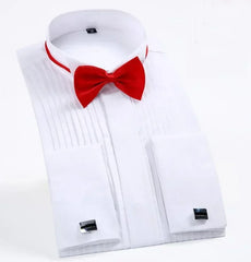Quality French Cufflinks Shirt Men's Long Sleeve Tuxedo Male Brand Slim Fit White Button Cuff Social Men Dress Shirts