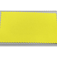 A rectangular fabric swatch in a bright yellow color with a visible diagonal weave pattern.