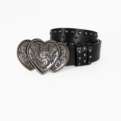 Unisex Jeans Belt sword red heart Gothic Y2k Fashion Belts For Women Designer Luxury Black Rivet Punk Accessory Men's Belt Male