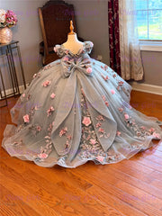 New Quality Flower Girl Dress with Exquisite Applique Dresses for Girls Wedding with Ruffles Sparkly Ball Gown Dress for Girls