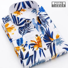 Quality Plaid Casual Men's Shirt Slim Fit Formal & Business Party Man Spring Long Sleeve New Men Floral for Mens Dress Shirt