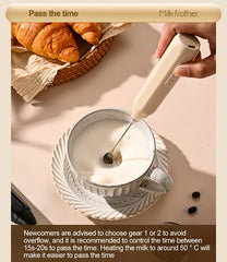 Portable Mini Electric Milk Frother Handheld 3-Speed Rechargeable