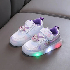 Disney Kids Girls Shoes Children Sneakers Girls Elsa Frozen Princess Casual Sport Student Shoes LED Lights Shoes Size 21-30 SHOWLU FASHION STORE