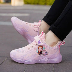 Disney Girls' Casual Shoes Mesh Breathable Running Shoes Sneakers Pink Purple Frozen Priness Elsa Shoes Size 26-37 SHOWLU FASHION STORE