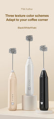 Portable Mini Electric Milk Frother Handheld 3-Speed Rechargeable