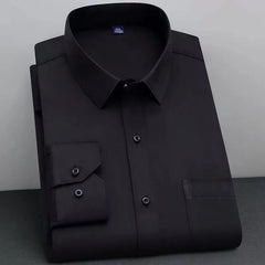 BAMBOOPLE New Fashion Non-iron Shirt Anti-wrinkle Classic Solid Business Casual Soft Wear Long Sleeve Shirts for Men AEchoice