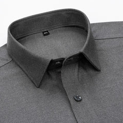 Men's Quality Wool Blend Long Sleeve Solid Dress Shirts Without Pocket Comfortable Soft Regular-fit Smart Casual Office Shirt