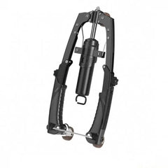An adjustable hydraulic arm trainer with black handles and a central resistance cylinder.
