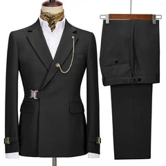 Elegant Men's Suits 2 Pieces Blazer Pants Italian Design Notched Lapel Party Wedding Slim Fit Costume Homme (Blazer+Pants)