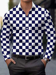 Men's Stylish Casual Long Sleeve Shirt Breathable Tops Gradient Casual Business Shirts Full Sleeve shirts Turn-Down Collar