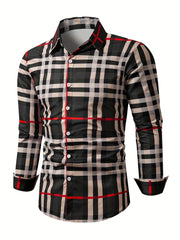 Fashion Square stripe patterns 3D Print Mens Long Sleeve Shirt Autumn Button Down Casual Animal Shirt Lapel Mens Clothing Tops