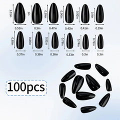 100Pcs Almond Press on Nails Medium Length Fake Nails Black Matte Almond False Nail Tips Artificial Fingernail Extend Fake Nails SHOWLU FASHION STORE